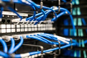What Is Web Hosting Server - blue wires connected to the server
