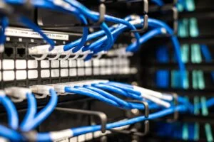 What Is Web Hosting Server - blue wires connected to the server